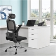 Black Mesh Back in Black Fabric Seat with Flip Arms and 2D Headrest