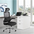 Black Mesh Back in Black Fabric Seat with Flip Arms and 2D Headrest