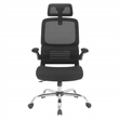 Black Mesh Back in Black Fabric Seat with Flip Arms and 2D Headrest