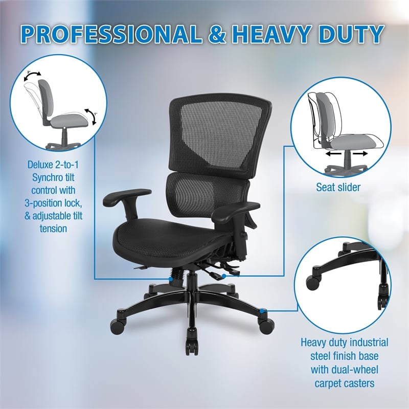 Black Vertical Matrix Back and Seat in Black Fabric