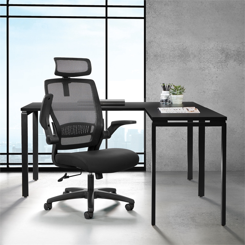 Managers Chair with Mesh Back in Black Fabric Seat