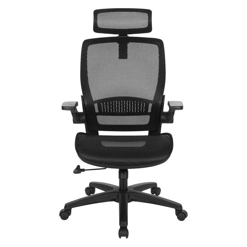 Managers Chair with Mesh Back and Seat in Black Fabric