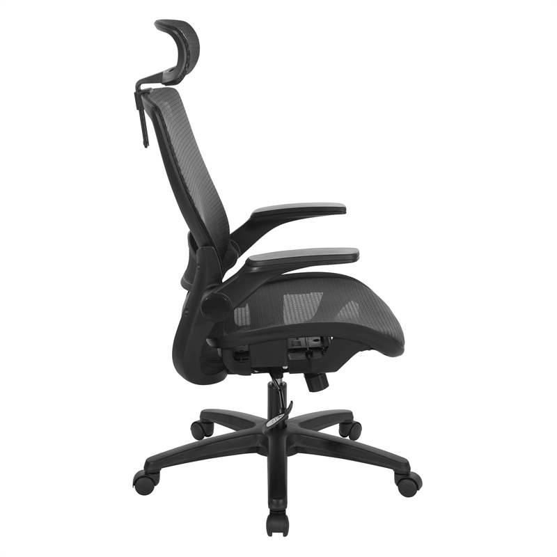 Managers Chair with Mesh Back and Seat in Black Fabric