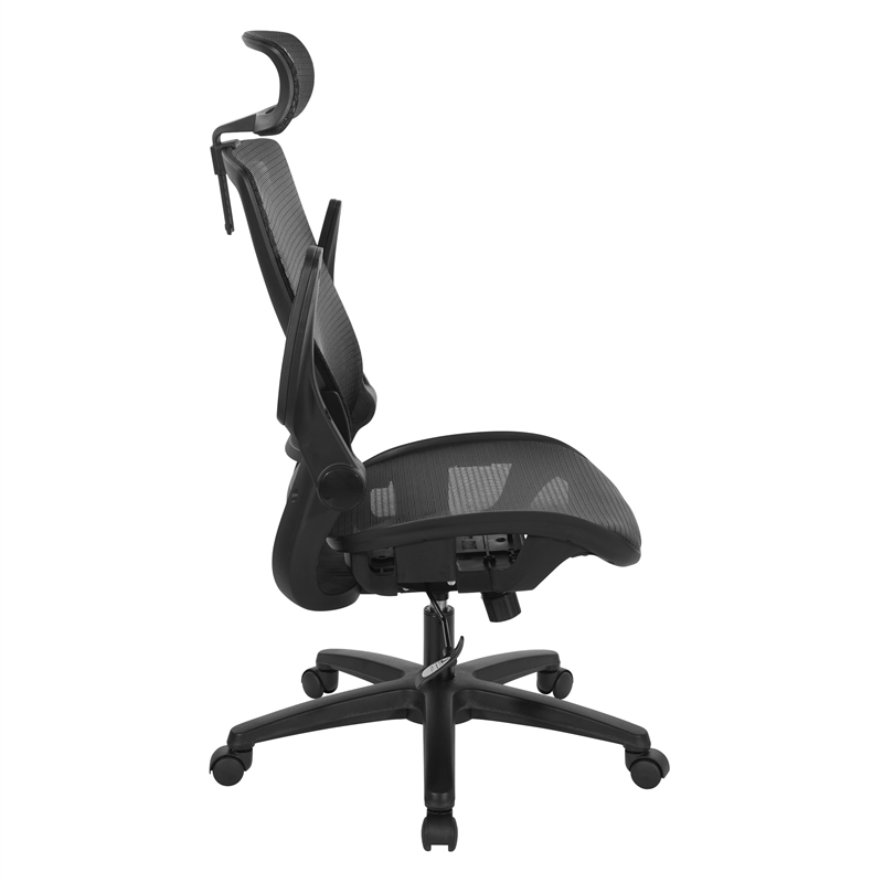 Managers Chair with Mesh Back and Seat in Black Fabric