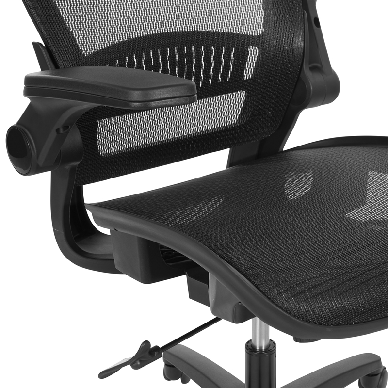 Managers Chair with Mesh Back and Seat in Black Fabric