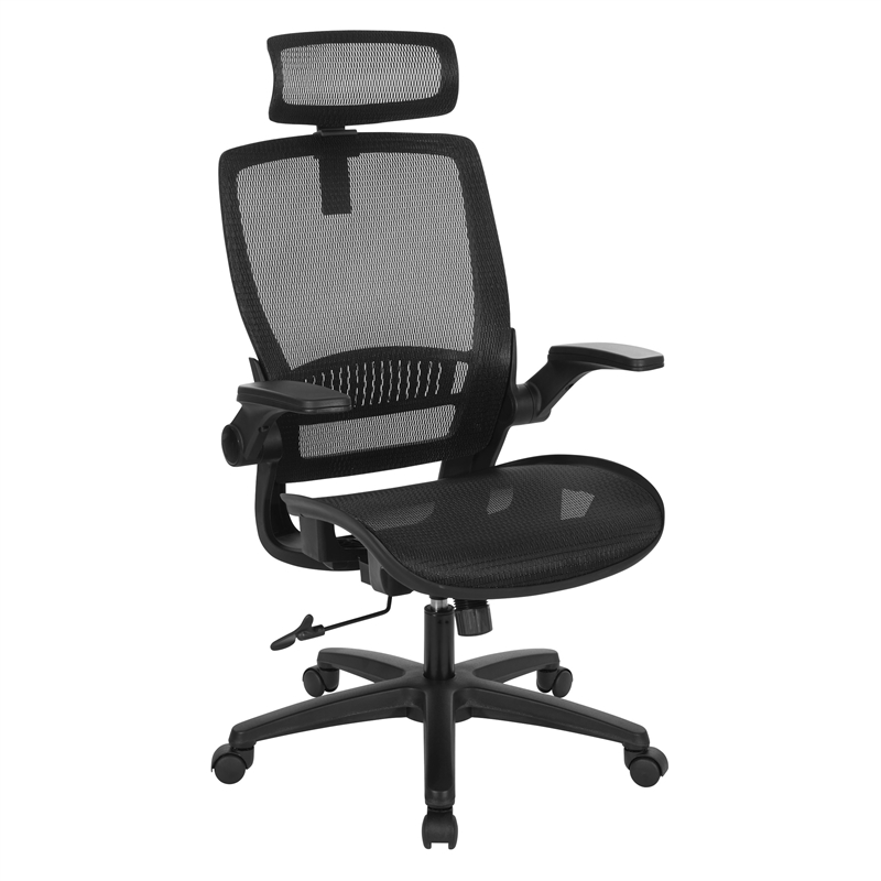 Managers Chair with Mesh Back and Seat in Black Fabric