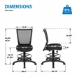 Soft Frame Drafting Chair  with Black Coal Freeflex Thick Padded Seat Fabric