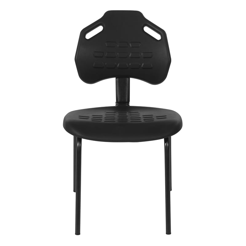 Black Self Skinned Urethane Armless Guest Chair in Black Finish Frame