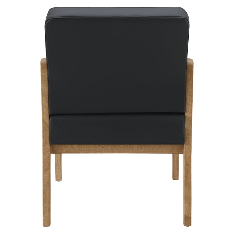 Back Faux Leather in Black with Medium Oak Finish Visitors Chair