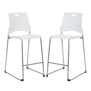 Tall Stacking and Ganging Chair with White Plastic Seat