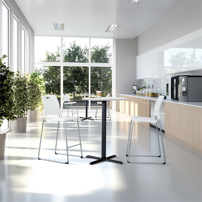 Tall Stacking and Ganging Chair with White Plastic Seat