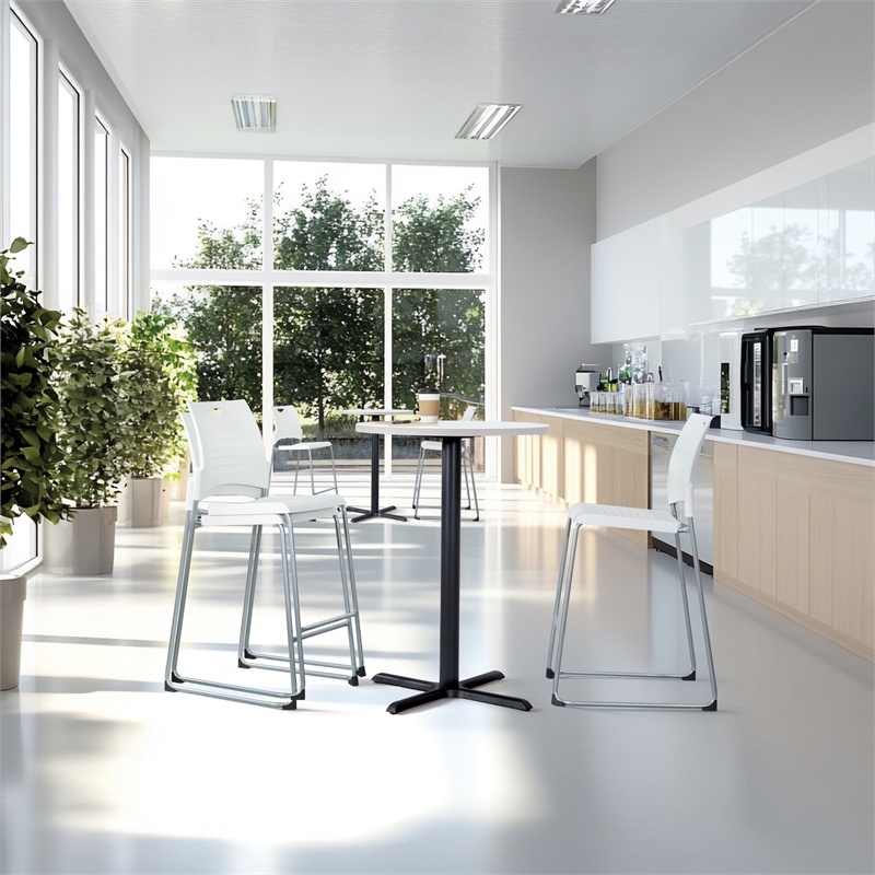 Tall Stacking and Ganging Chair with White Plastic Seat