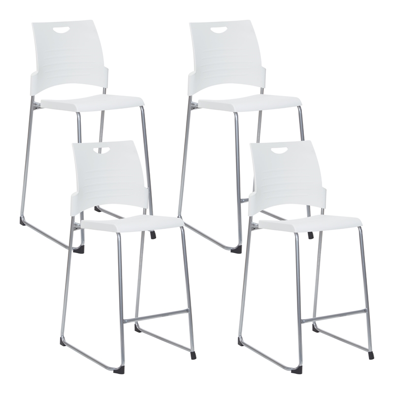 Tall Stacking and Ganging Chair with White Plastic Seat