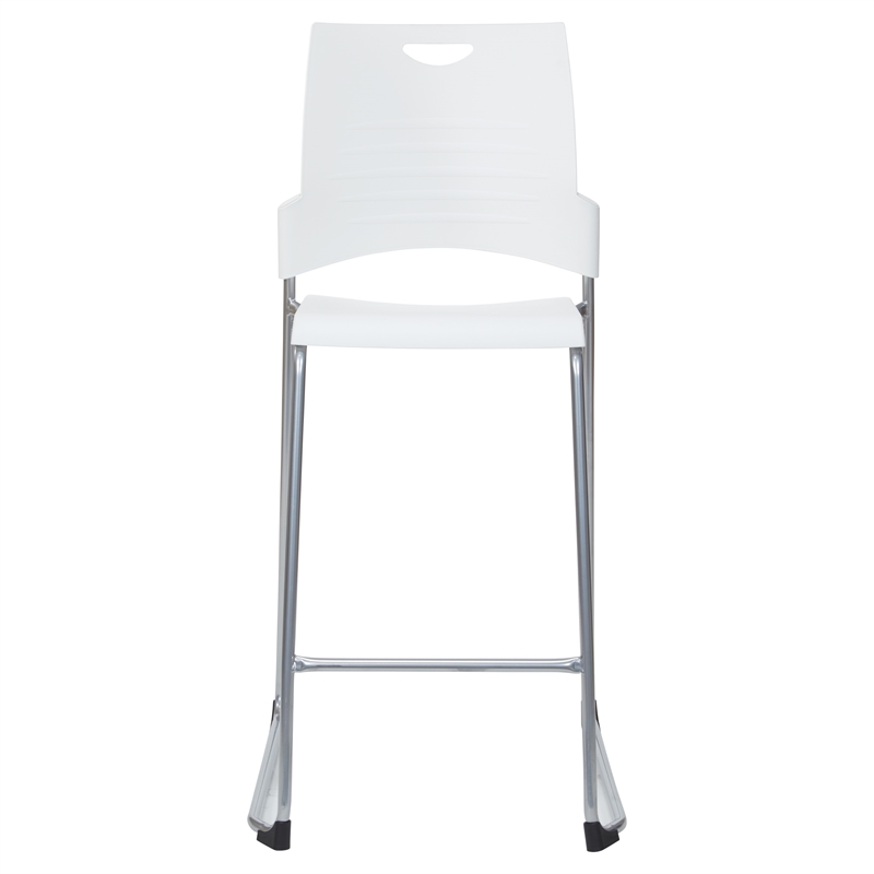 Tall Stacking and Ganging Chair with White Plastic Seat