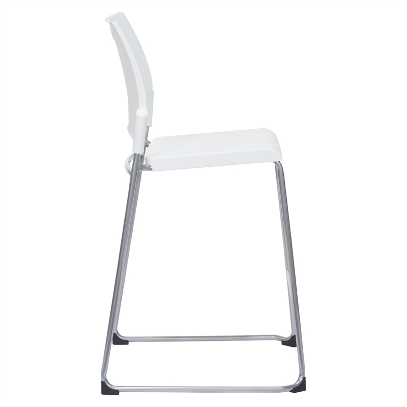 Tall Stacking and Ganging Chair with White Plastic Seat