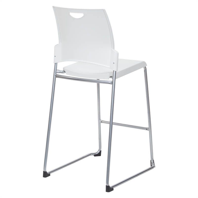 Tall Stacking and Ganging Chair with White Plastic Seat