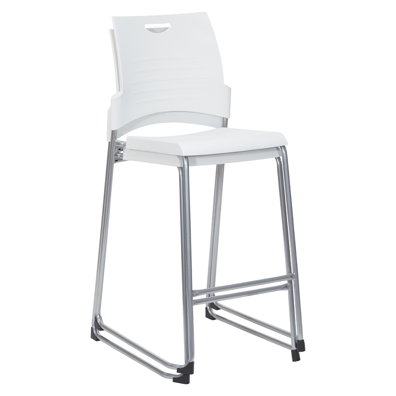 Tall Stacking and Ganging Chair with White Plastic Seat