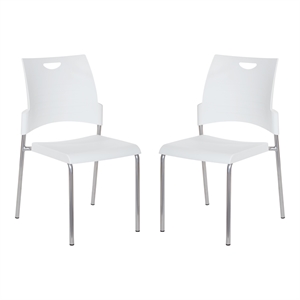 Straight Leg Stacking Chair With White Plastic Seat 2 Pack