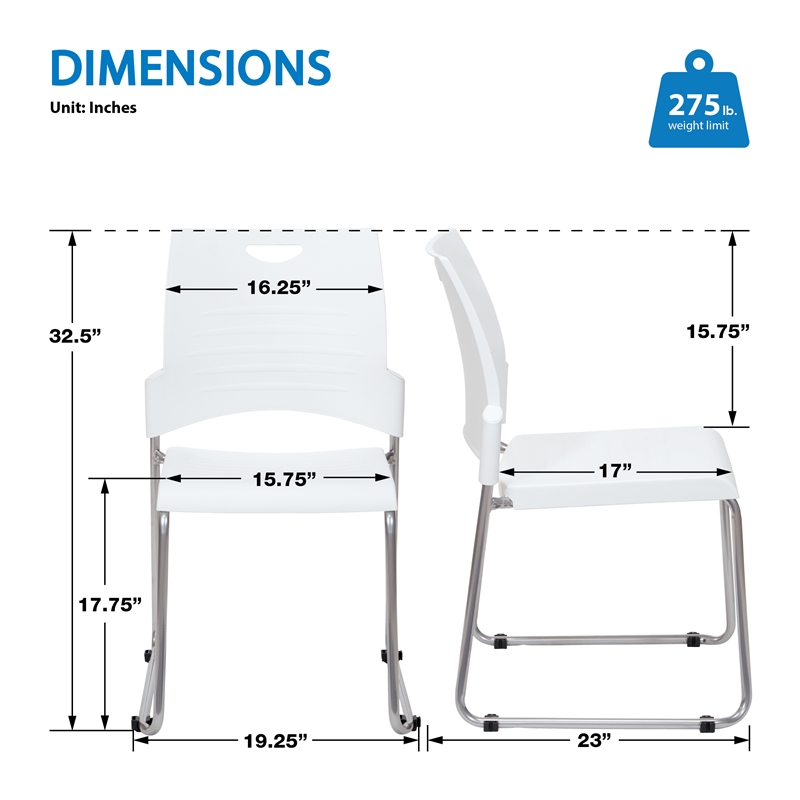 Stacking and Ganging Chairs with White Plastic Seat