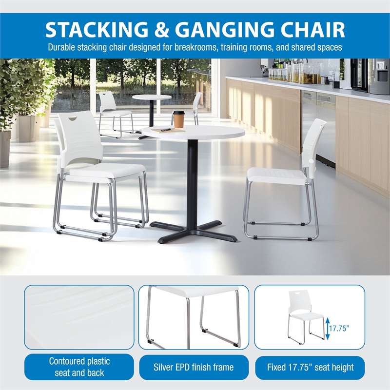 Stacking and Ganging Chairs with White Plastic Seat