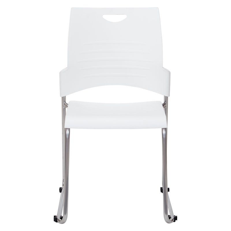 Stacking and Ganging Chairs with White Plastic Seat