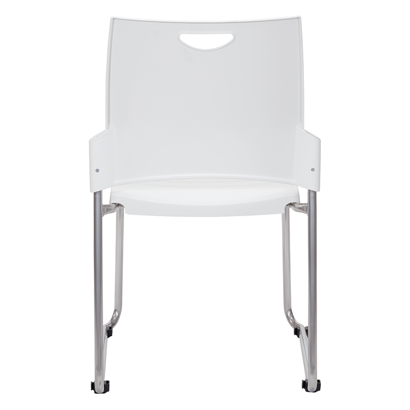Stacking and Ganging Chairs with White Plastic Seat