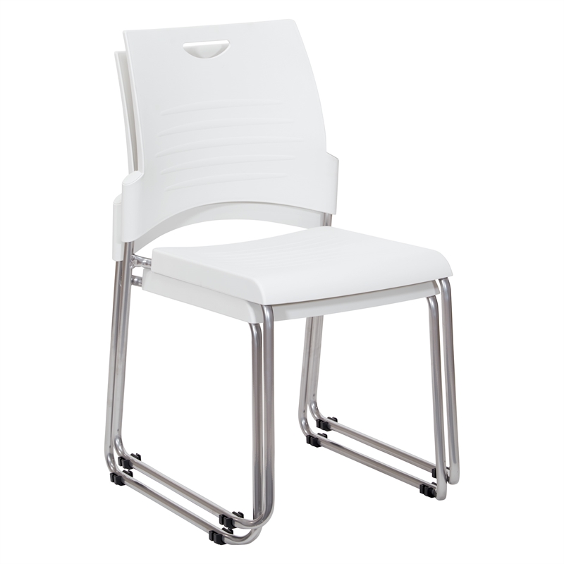 Stacking and Ganging Chairs with White Plastic Seat