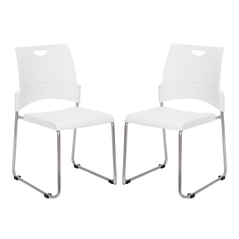 Stacking and Ganging Chairs with White Plastic Seat