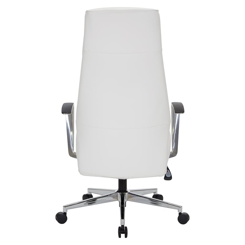 High-Back Silver Ion Technology in Dillon Snow White Fabric Chair with Fixed Padded Aluminum Arms and Chrome Base