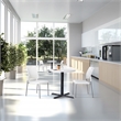 Straight Leg Stacking Chair With White Plastic Seat & Back and Silver EPD Frame