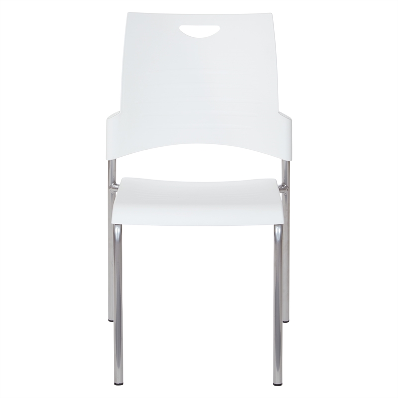Straight Leg Stacking Chair With White Plastic Seat & Back and Silver EPD Frame