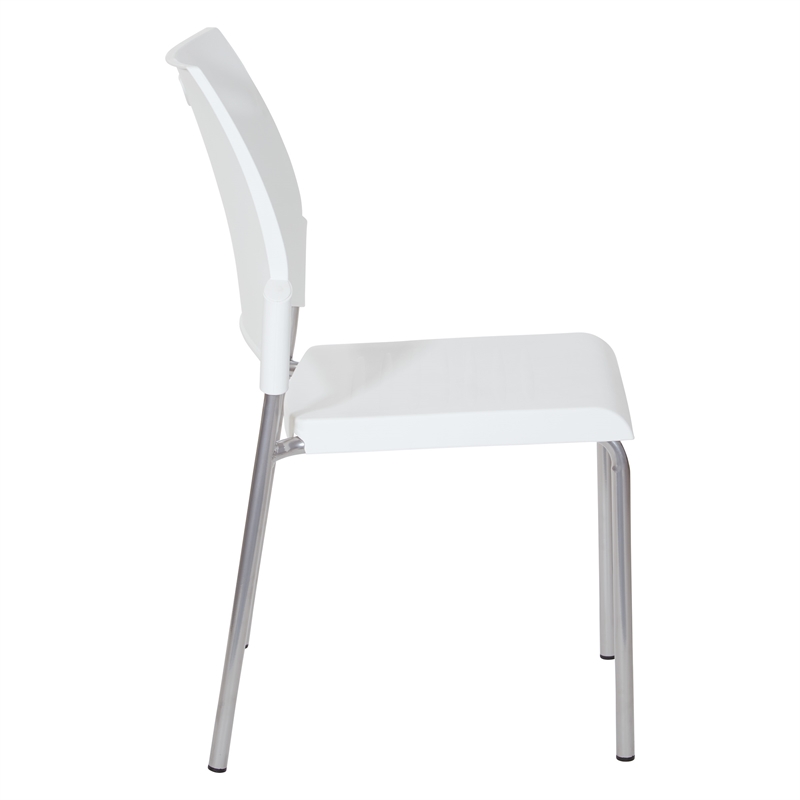 Straight Leg Stacking Chair With White Plastic Seat & Back and Silver EPD Frame