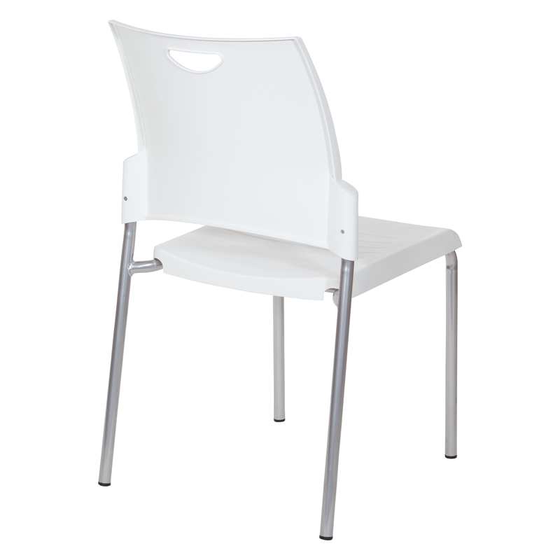 Straight Leg Stacking Chair With White Plastic Seat & Back and Silver EPD Frame