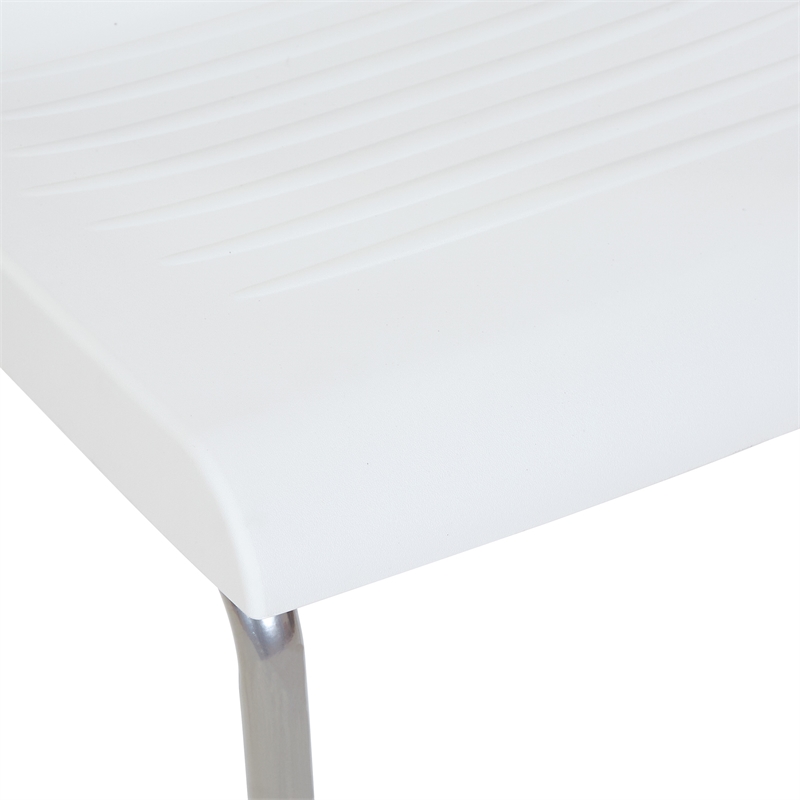 Straight Leg Stacking Chair With White Plastic Seat & Back and Silver EPD Frame