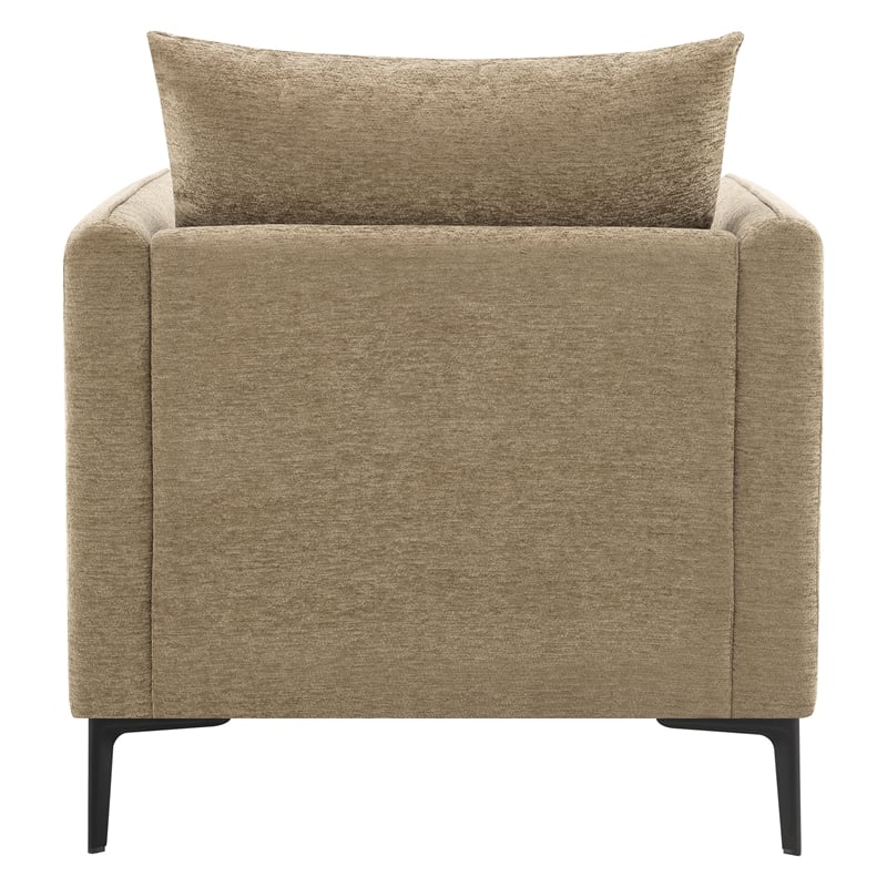 Newhaven Accent Chair in Taupe Polyester with Black Metal Legs