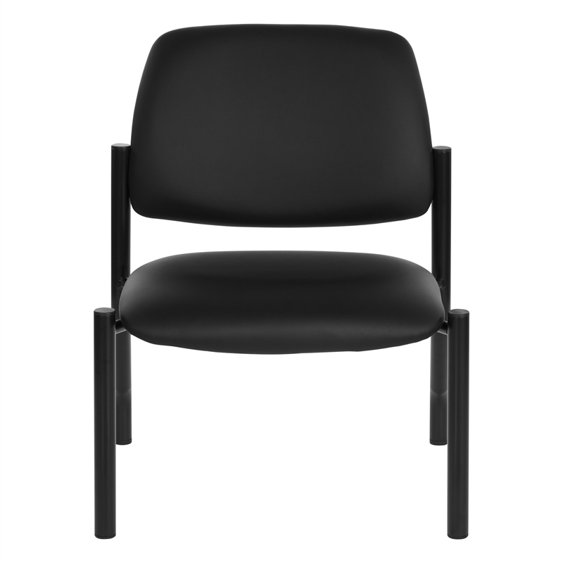 Big & Tall Armless Guest Chair in Dillon Black fabric with Sturdy Black Metal Frame