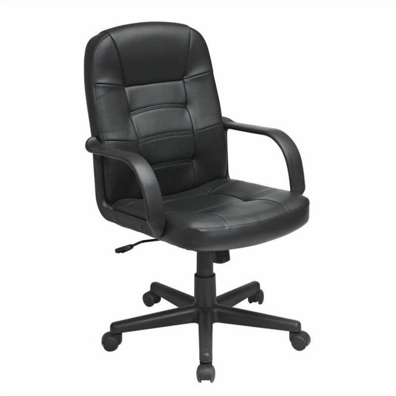 Mid Back Black Bonded Leather Executive Chair by Office Star