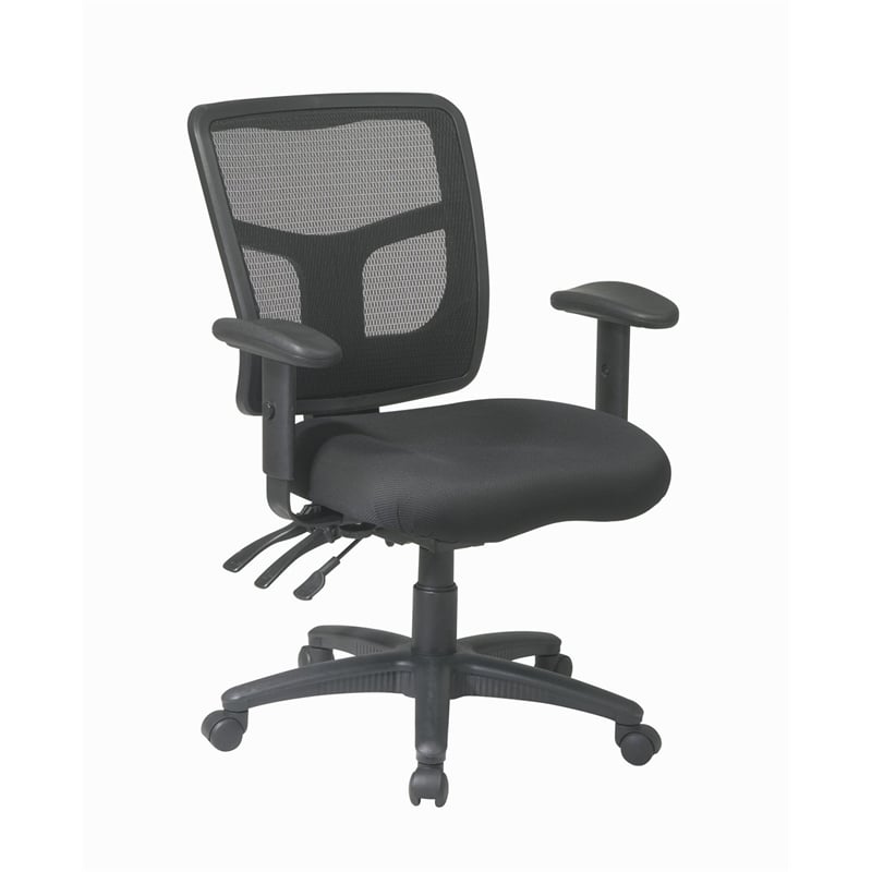 ProGrid Back Mid Back Black Managers Office Chair with 2 way adjustable arms