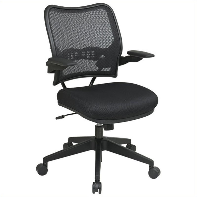 Deluxe Black Fabric Chair with AirGrid  Back and Black Mesh Seat