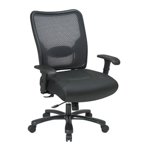 Big and Tall Back & Leather Seat Ergonomic Office Chair in Black