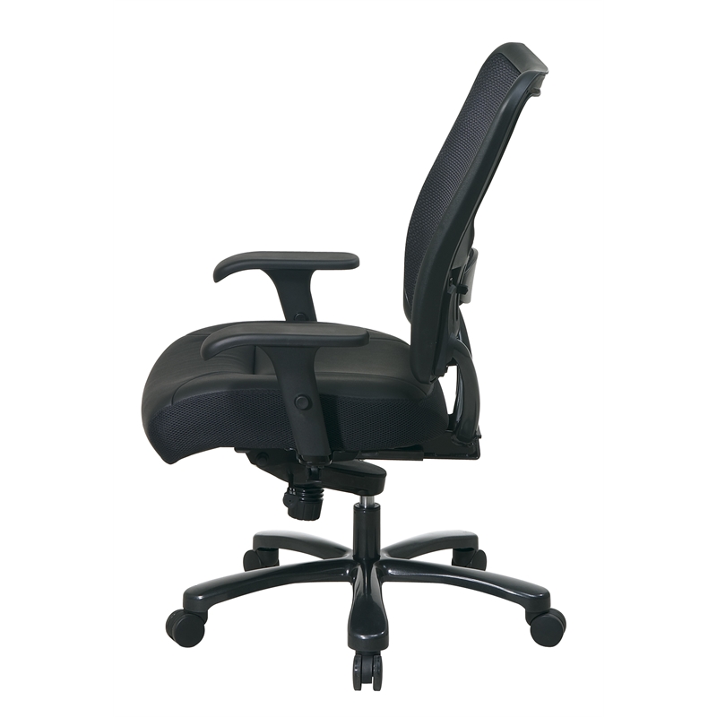 Big and Tall Back & Leather Seat Ergonomic Office Chair in Black