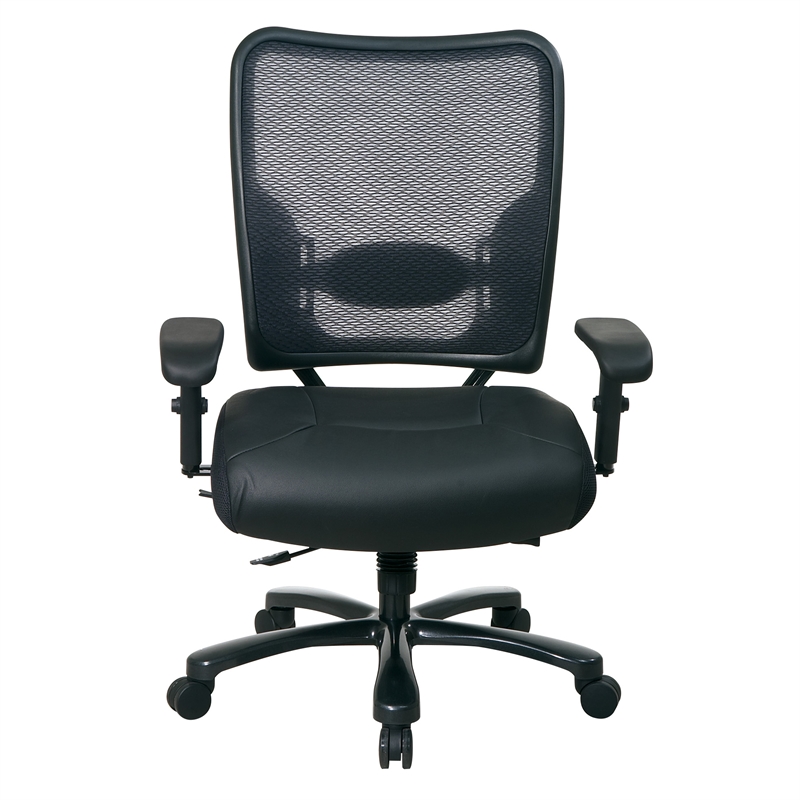 Big and Tall Back & Leather Seat Ergonomic Office Chair in Black