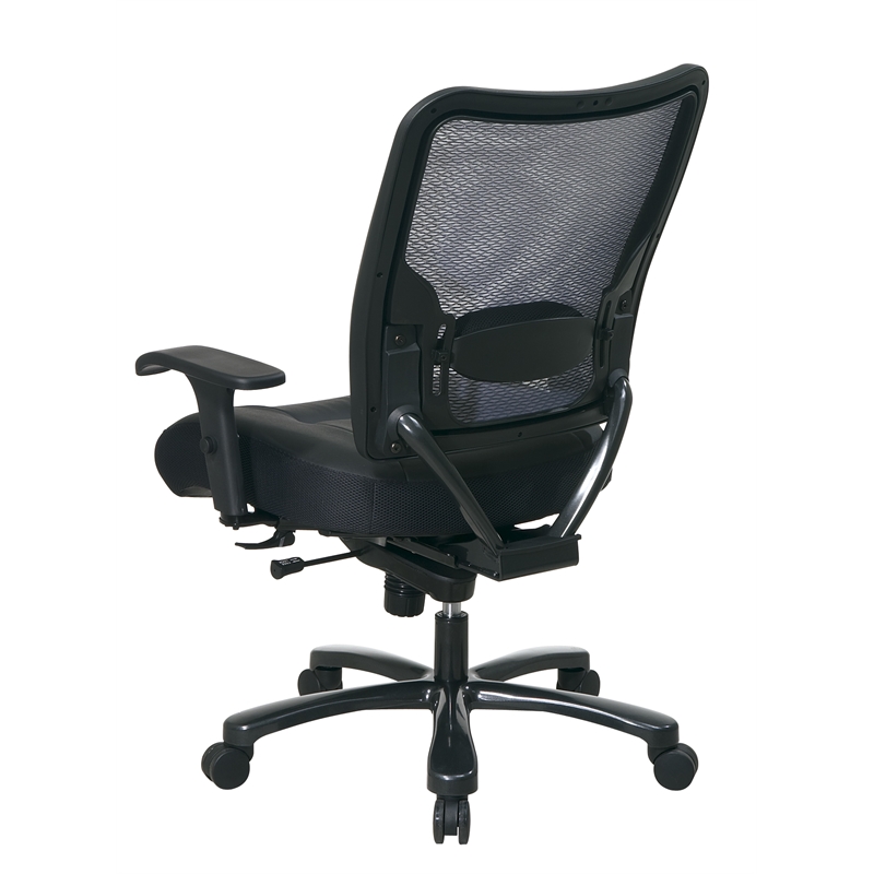 Big and Tall Back & Leather Seat Ergonomic Office Chair in Black
