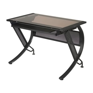 OSP Home Furnishings Horizon Modern Steel & Glass Computer Desk in Black