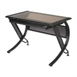 OSP Home Furnishings Horizon Modern Steel & Glass Computer Desk in Black