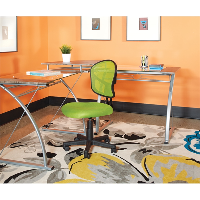 OSP Home Furnishings  Mesh Task Office Chair in Green Fabric