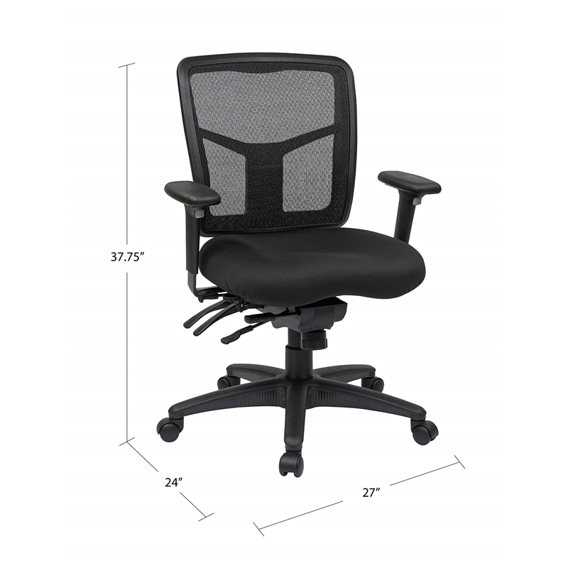 ProGrid Black Mid Back Managers Office Chair with Adjustable Arms