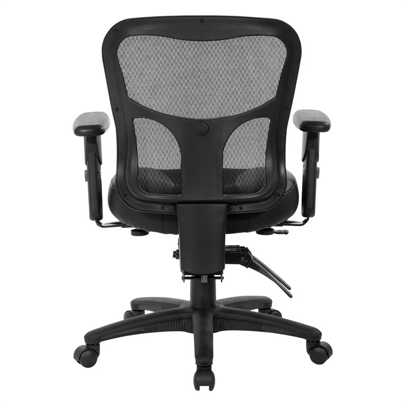 ProGrid High Back Manager Office Chair with Black Leather and Mesh Seat