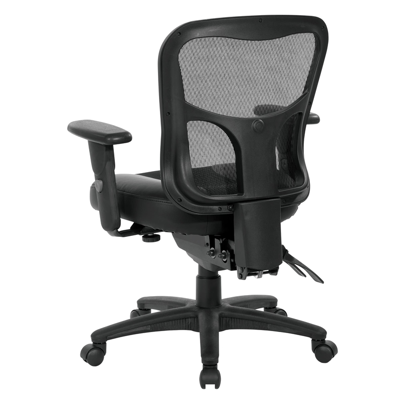 ProGrid High Back Manager Office Chair with Black Leather and Mesh Seat