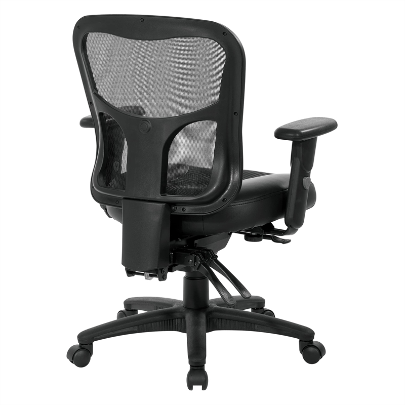 ProGrid High Back Manager Office Chair with Black Leather and Mesh Seat